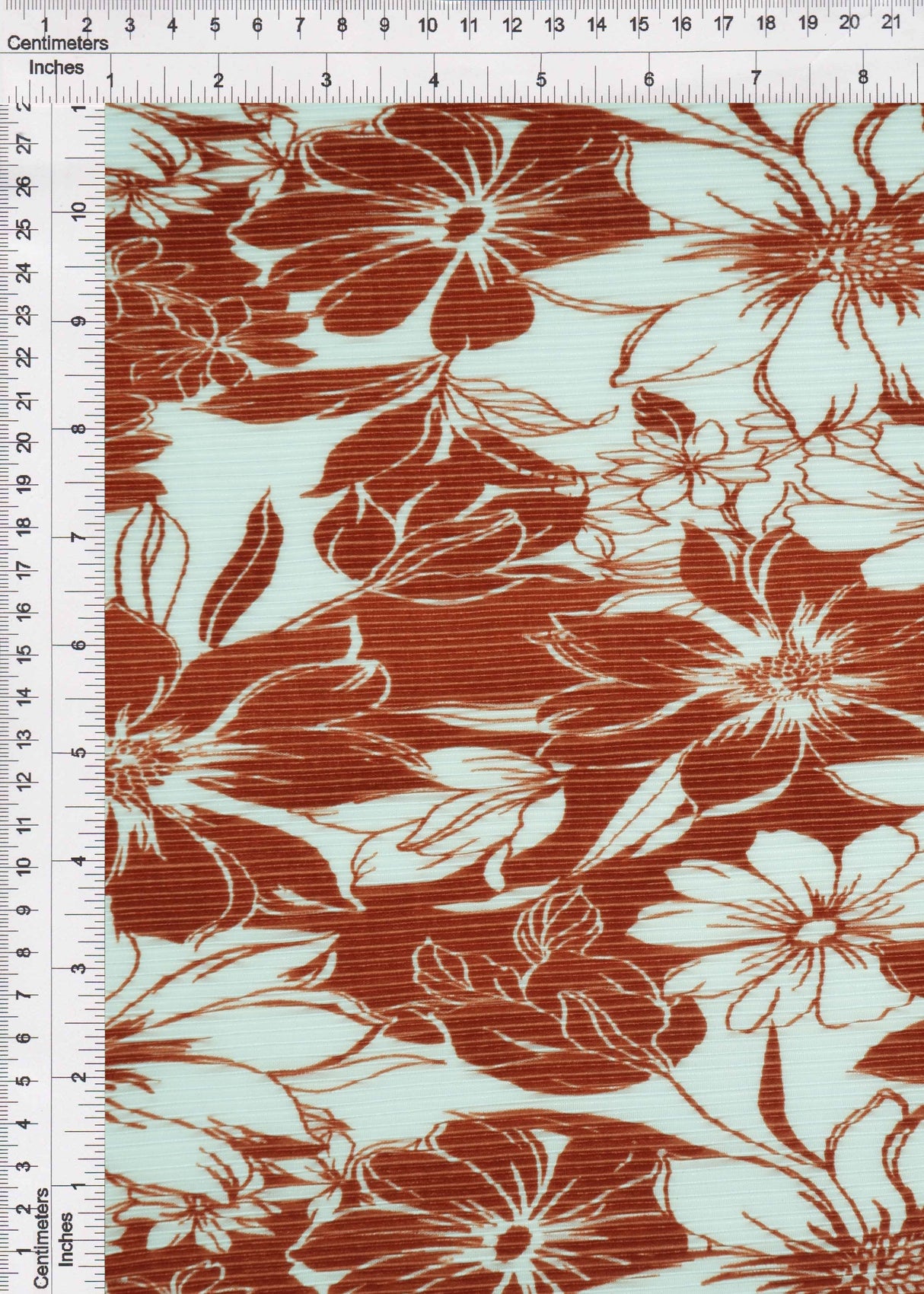Pleated Flower Print Knit Fabric