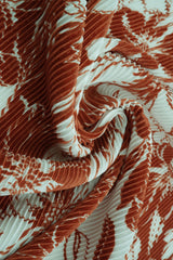 Pleated Flower Print Knit Fabric