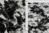 Pleated Flower Print Knit Fabric