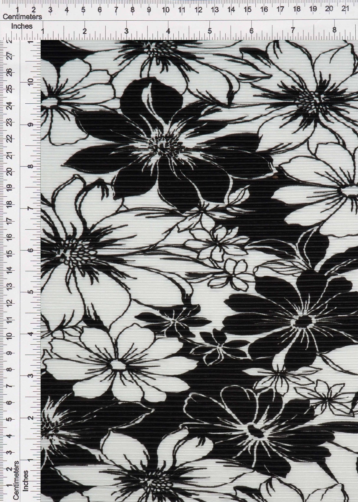 Pleated Flower Print Knit Fabric