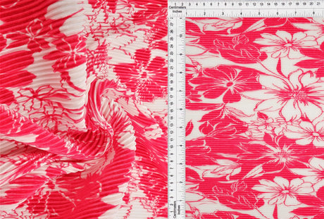 1 Yard Bodre Interlock Pleated Flower Print Knit Fabric 150 GSM, 58/59? Wide 100% Polyester