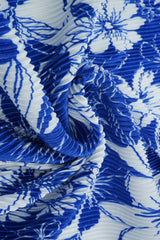 Pleated Flower Print Knit Fabric