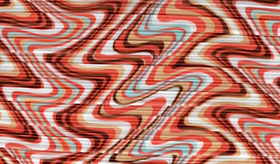 Pleated Geometric Wave Interlock Knit Fabric