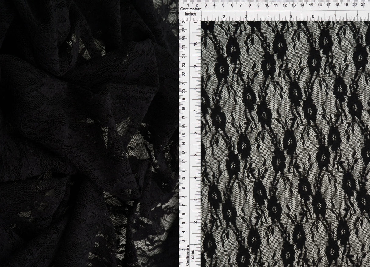 Stretch Lace Fabric 1 Yard Lightweight Flexible Sheer Material 58/60" Wide