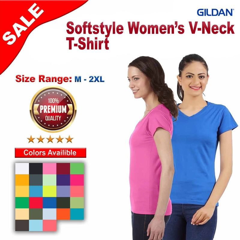 GildanÂ® Softstyle Womenâ€™s V-Neck T-Shirt