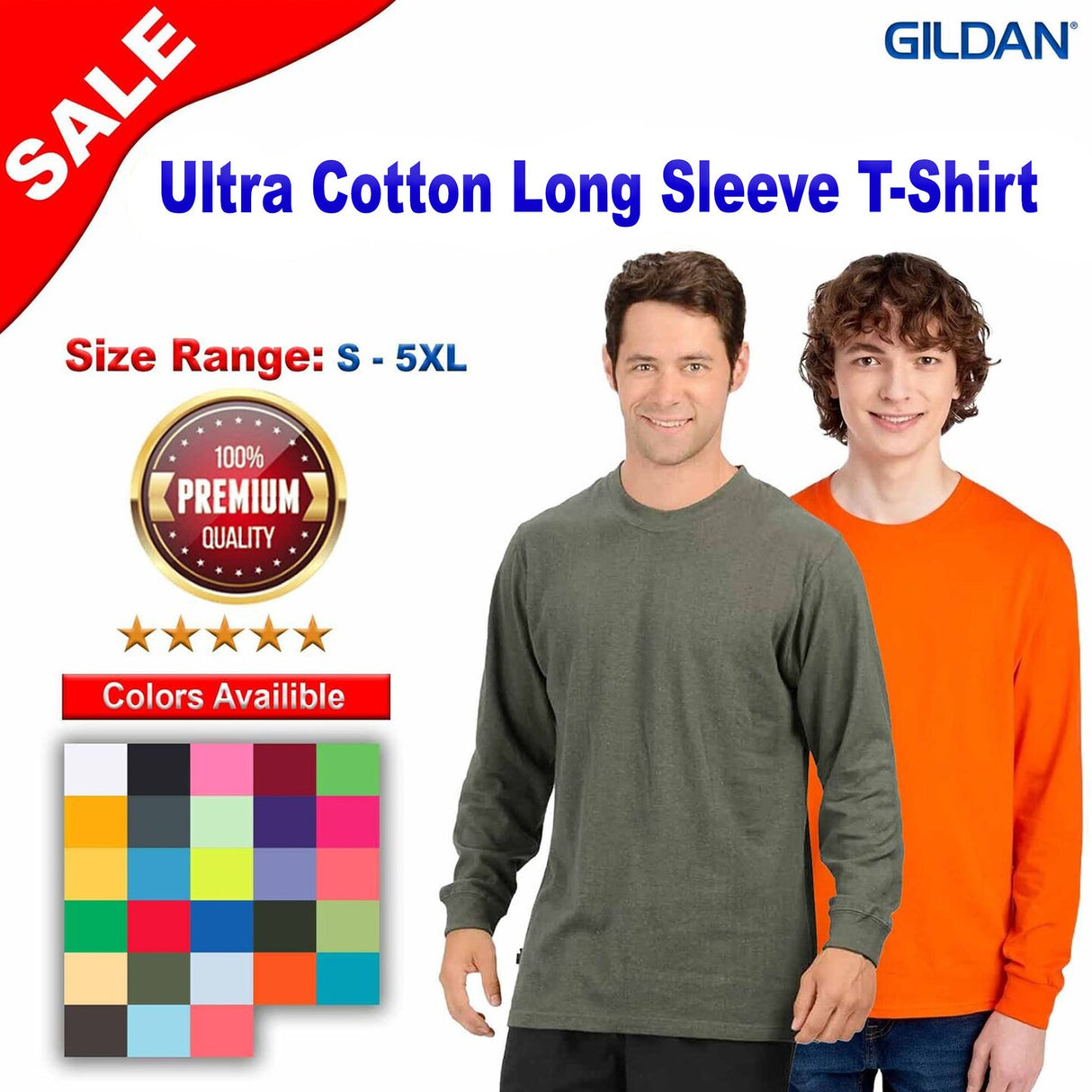 Gildan® Ultra Cotton Crewneck Long Sleeve T-Shirt