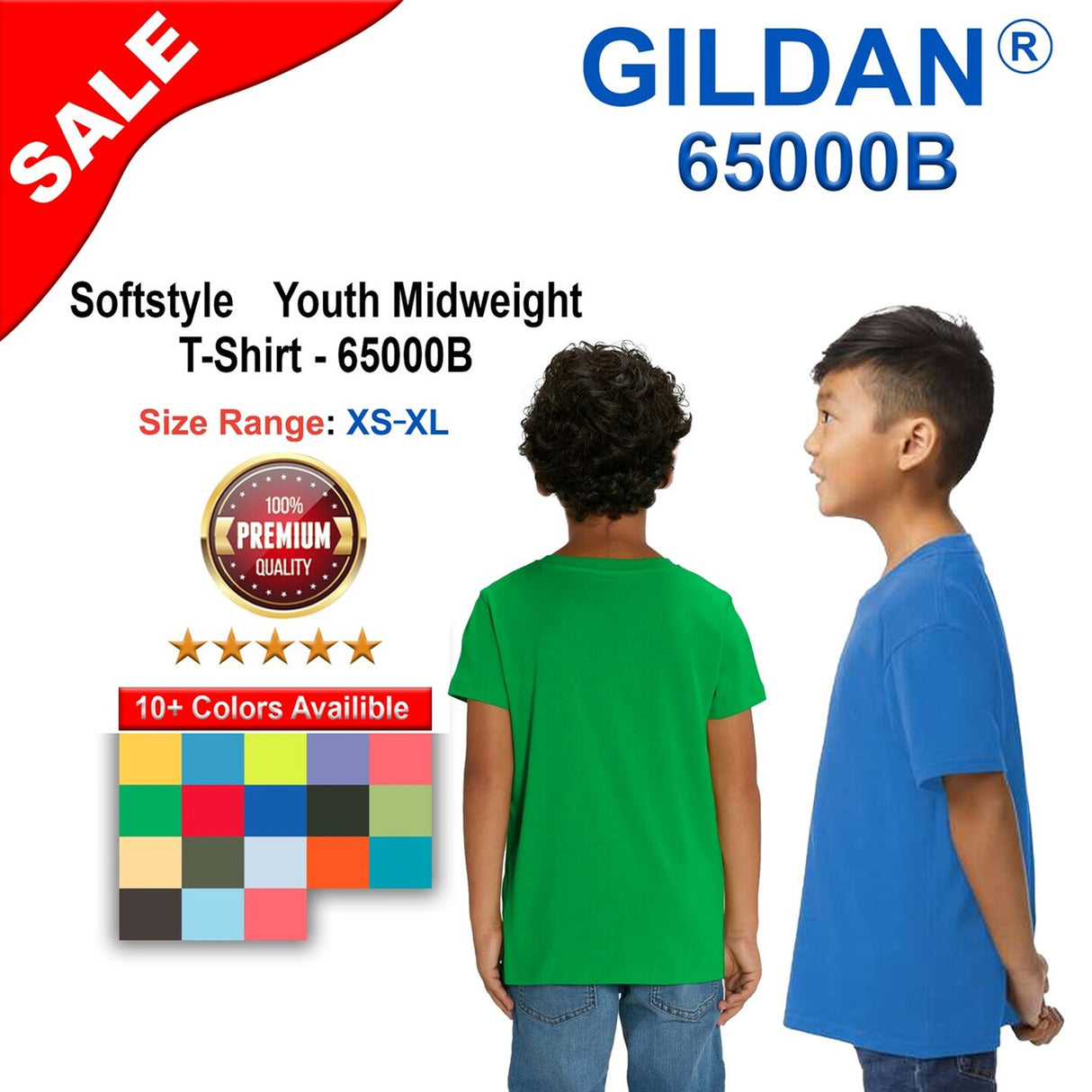 Gildan® Softstyle Youth Midweight Short Sleeve Crewneck T-Shirt
