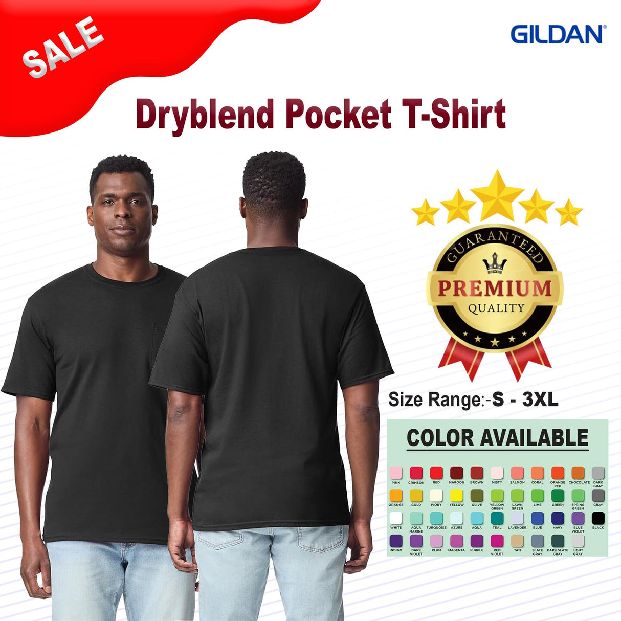 Gildan® Dryblend Pocket Crewneck Short Sleeve T-Shirt Cotton Polyester Blend