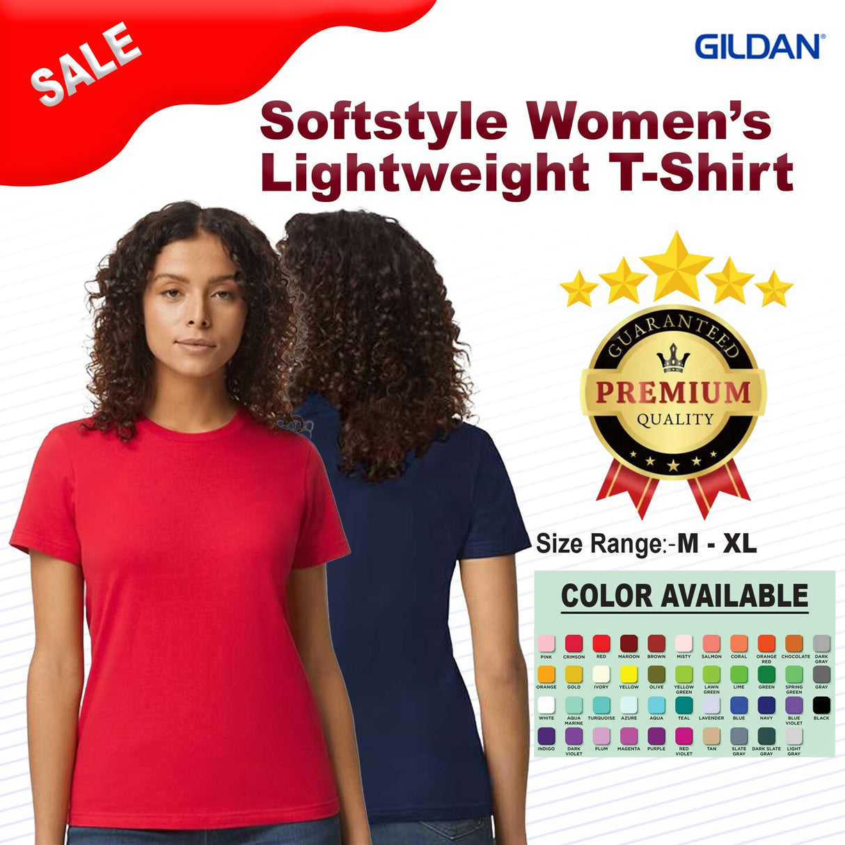 Gildan® Softstyle Women’s Lightweight Crewneck Short Sleeve T-Shirt