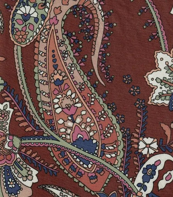 1 Yard DTY Paisley Print Stretch Knit Fabric 58 Inch Wide