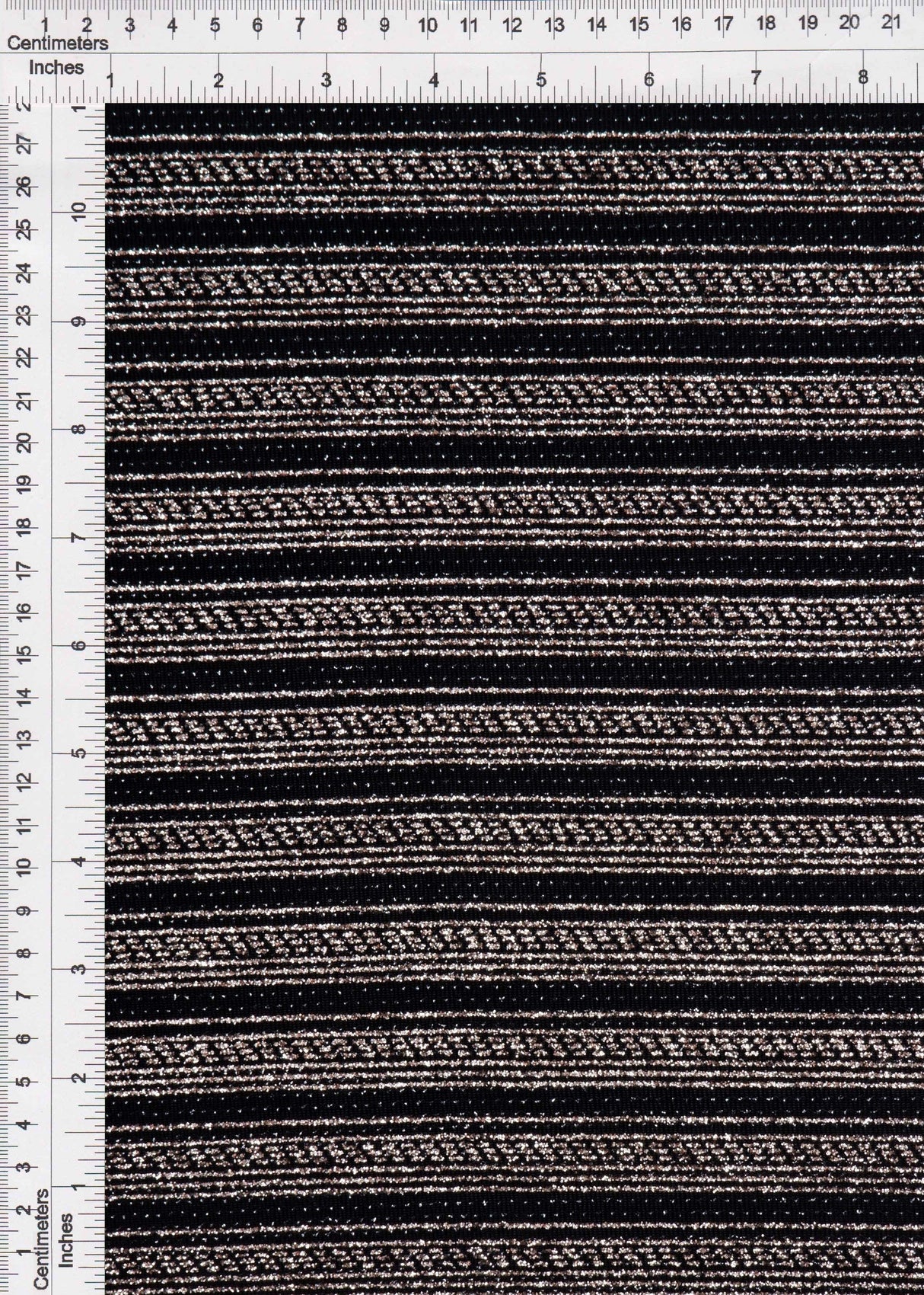 Velvet Lurex Stripe Knit Fabric Black/Rose Gold