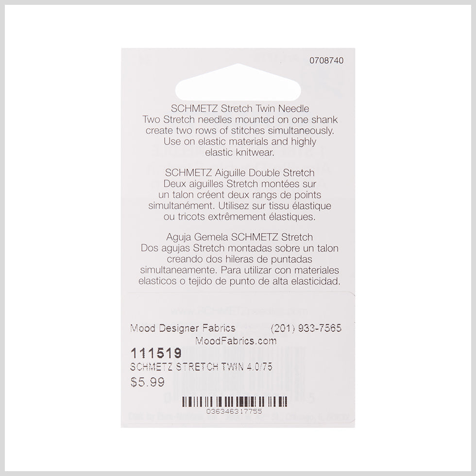 Schmetz Stretch Twin Machine Needle - 4.0/75 - 1 ct