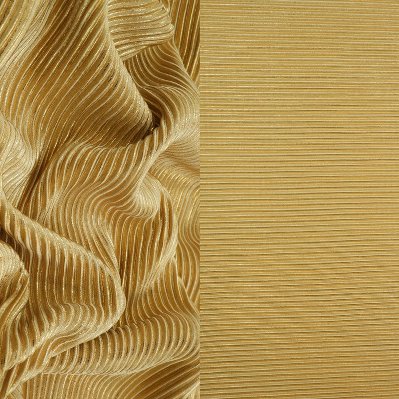 1 Yard Bodre Pleated Jersey Knit Fabric with Foil 150 GSM, 58/60'' Wide 100% Polyester