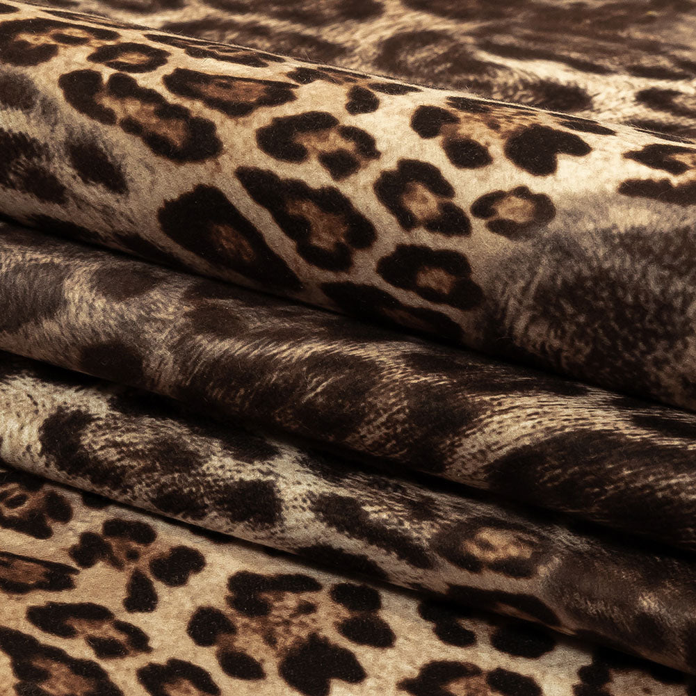 Brown Jaguar Printed Micro-Polyester and Cotton