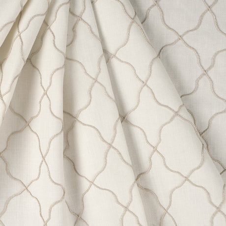 Ivory Moroccan Embroidered Linen-Like Poly Blend