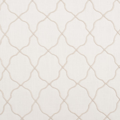 Ivory Moroccan Embroidered Linen-Like Poly Blend