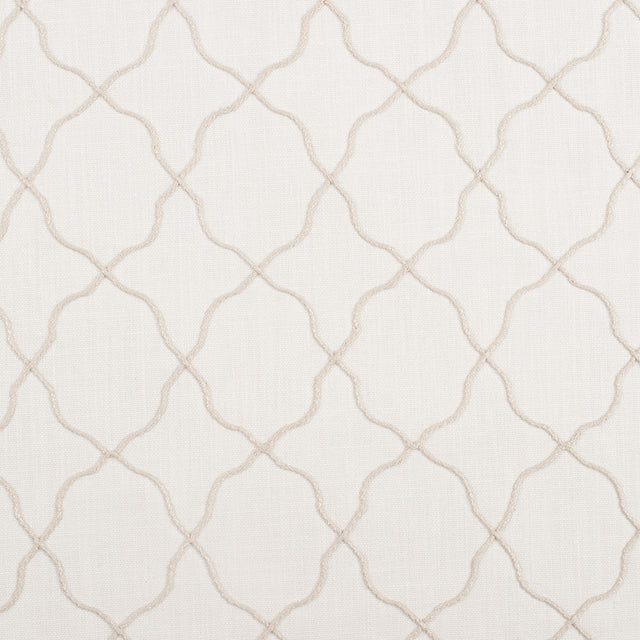 Ivory Moroccan Embroidered Linen-Like Poly Blend
