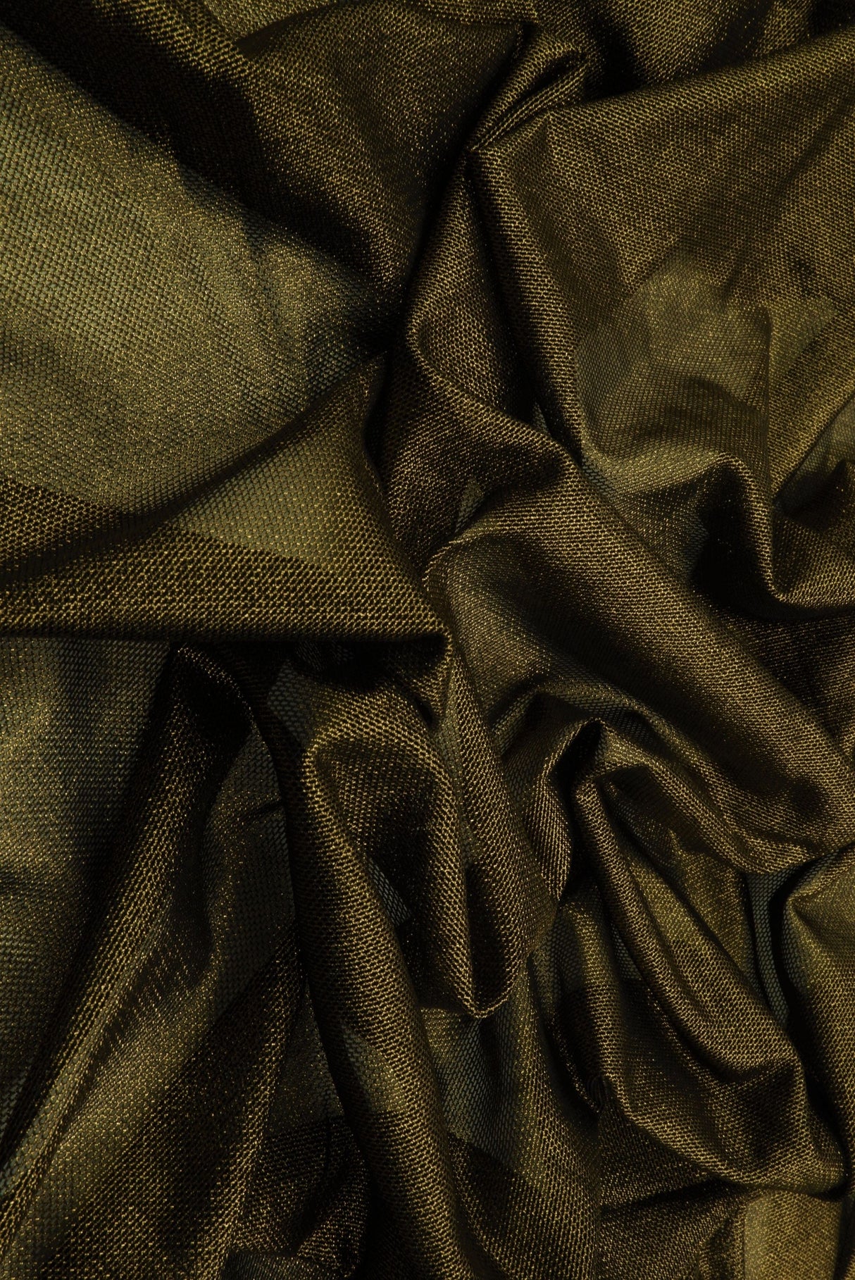 Foil Mesh Stretch Fabric Black Gold