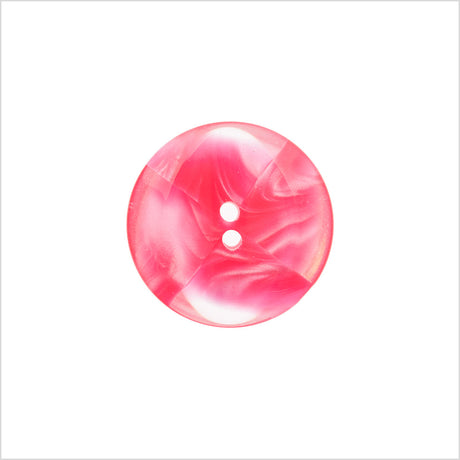 Plastic 2-Hole Button Made in Italy - 28L/18mm - Pink and Transparent Swirled Fan Blades