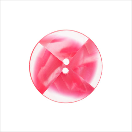 Plastic 2-Hole Button Made in Italy - 36L/23mm - Pink and Transparent Swirled Fan Blades