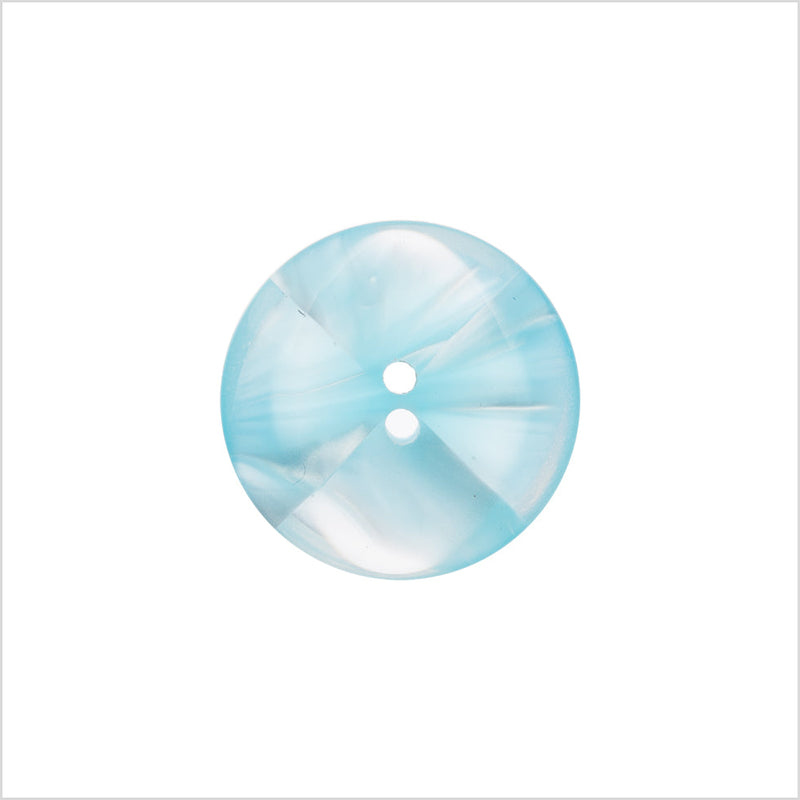 Plastic 2-Hole Button Made in Italy - 28L/18mm - Light Blue and Transparent Swirled Fan Blades