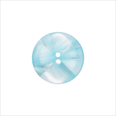Plastic 2-Hole Button Made in Italy - 28L/18mm - Light Blue and Transparent Swirled Fan Blades