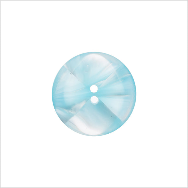 Plastic 2-Hole Button Made in Italy - 28L/18mm - Light Blue and Transparent Swirled Fan Blades
