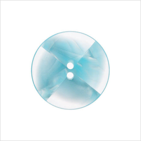 Plastic 2-Hole Button Made in Italy - 36L/23mm - Light Blue and Transparent Swirled Fan Blades