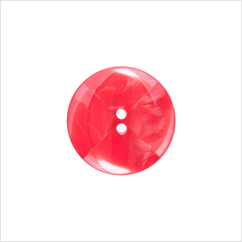 Plastic 2-Hole Button Made in Italy - 28L/18mm - Red and Transparent Swirled Fan Blades