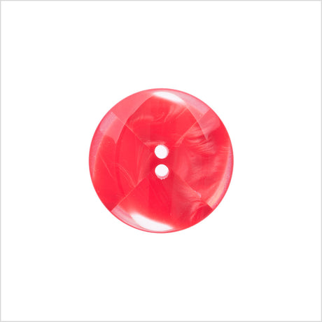 Plastic 2-Hole Button Made in Italy - 28L/18mm - Red and Transparent Swirled Fan Blades