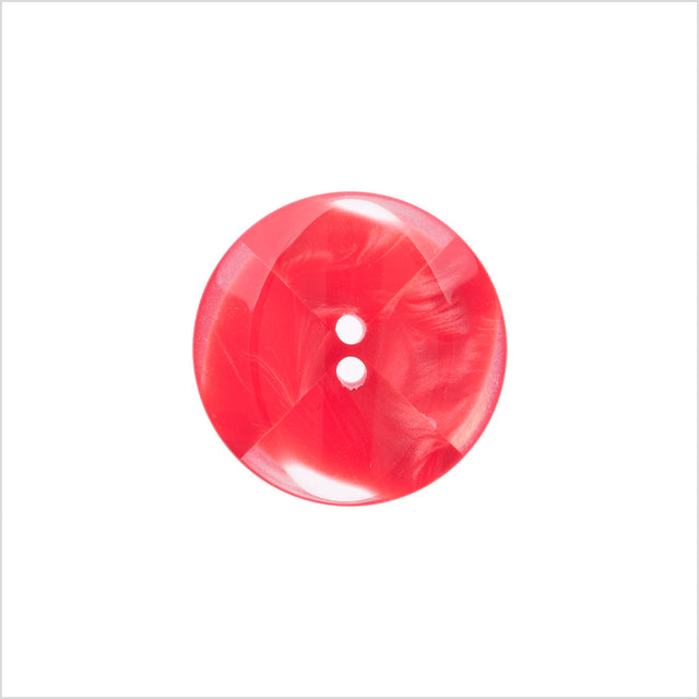Plastic 2-Hole Button Made in Italy - 28L/18mm - Red and Transparent Swirled Fan Blades