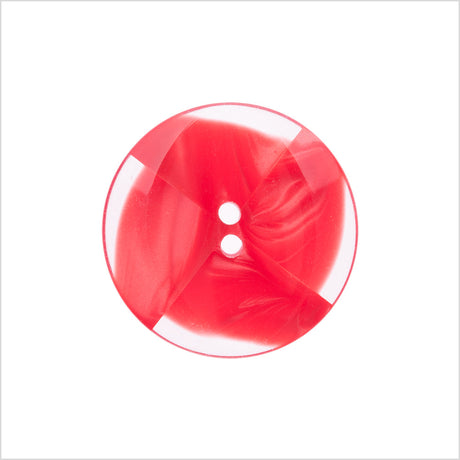 Plastic 2-Hole Button Made in Italy - 36L/23mm - Red and Transparent Swirled Fan Blades