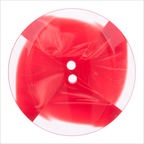 Italian Red Abstract Semi-Clear 2-Hole Plastic Button - 54L/34mm