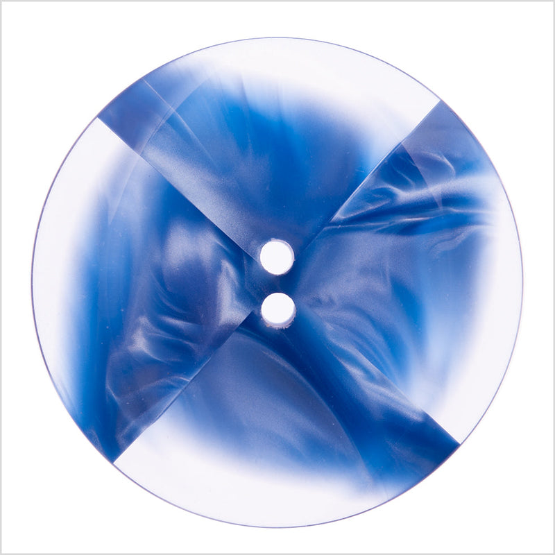 Italian Blue Abstract Semi-Clear 2-Hole Plastic Button - 54L/34mm
