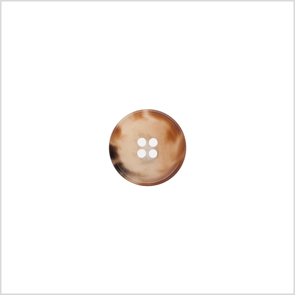 Italian Shiny Light Brown Rimmed 4-Hole Button - 24L/15mm