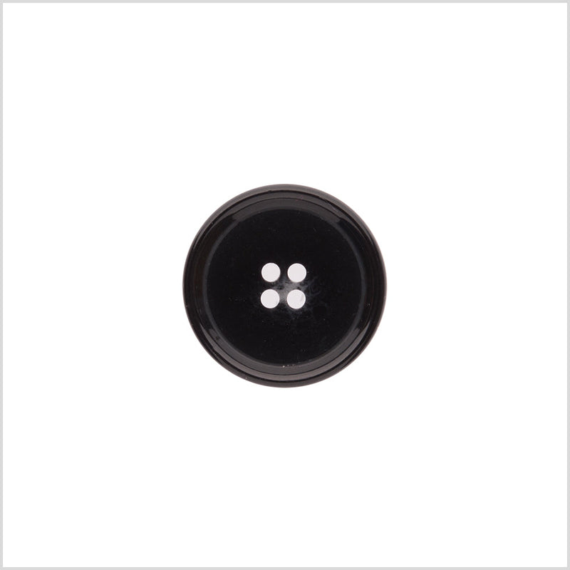 Italian Shiny Black Rimmed 4-Hole Button - 32L/20mm