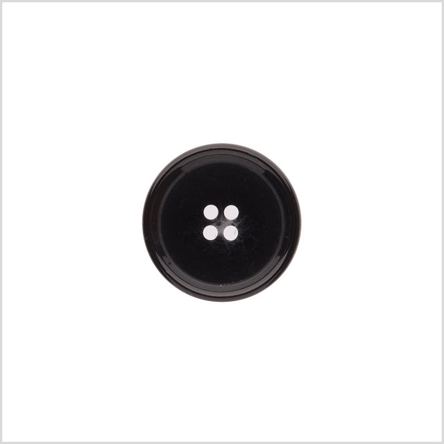 Italian Shiny Black Rimmed 4-Hole Button - 32L/20mm