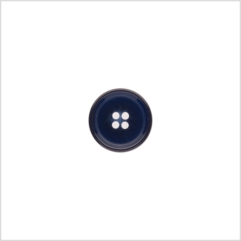Italian Shiny Navy Rimmed 4-Hole Button - 24L/15mm