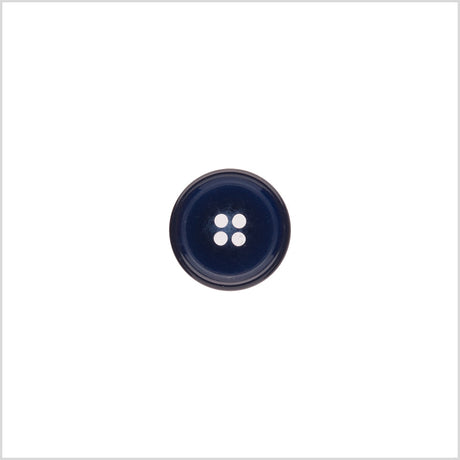 Italian Shiny Navy Rimmed 4-Hole Button - 24L/15mm