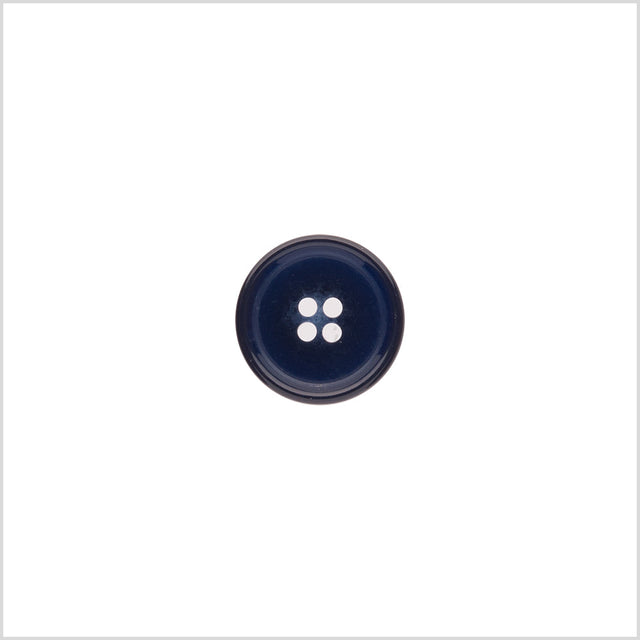 Italian Shiny Navy Rimmed 4-Hole Button - 24L/15mm