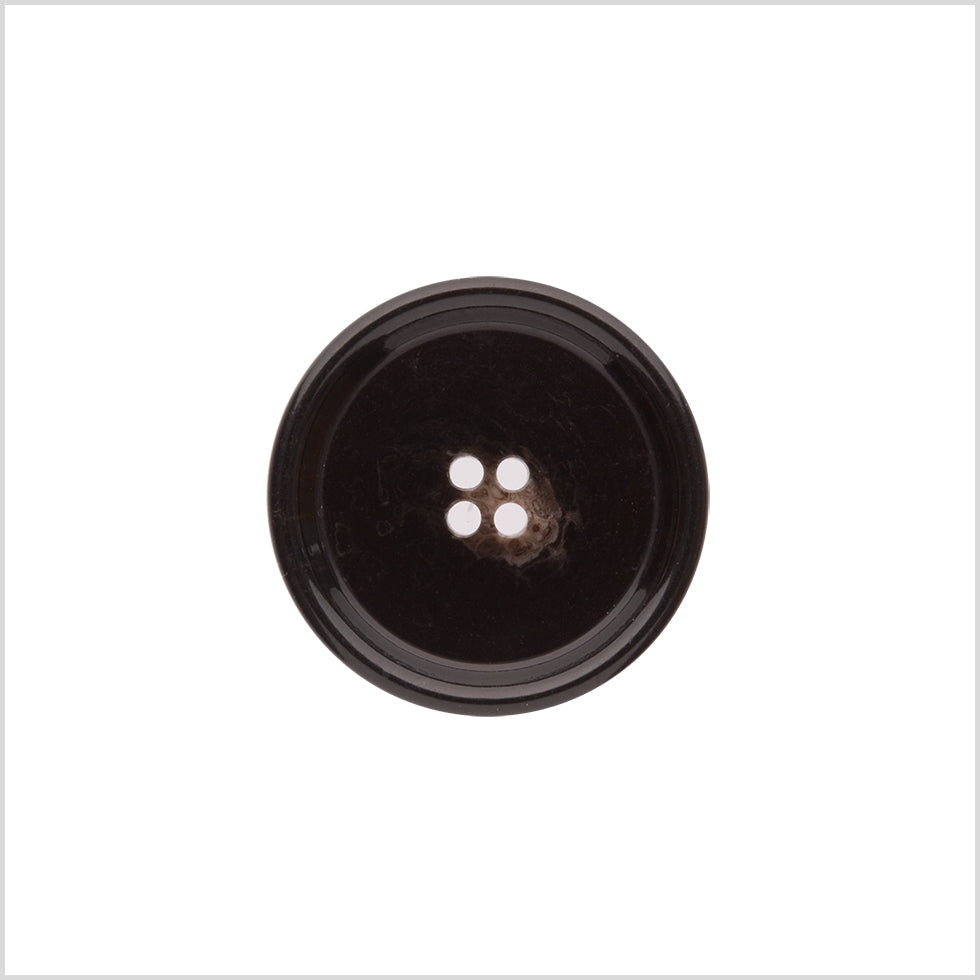 Italian Shiny Dark Brown Rimmed 4-Hole Button - 40L/25.5mm