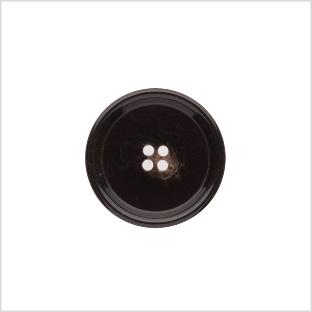 Italian Shiny Dark Brown Rimmed 4-Hole Button - 40L/25.5mm