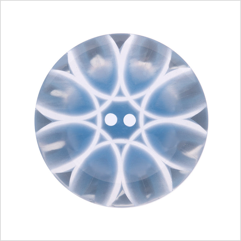 Plastic 2-Hole Button Made in Italy - 44L/28mm - Light Blue and Transparent Loop de Loops
