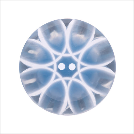 Plastic 2-Hole Button Made in Italy - 44L/28mm - Light Blue and Transparent Loop de Loops
