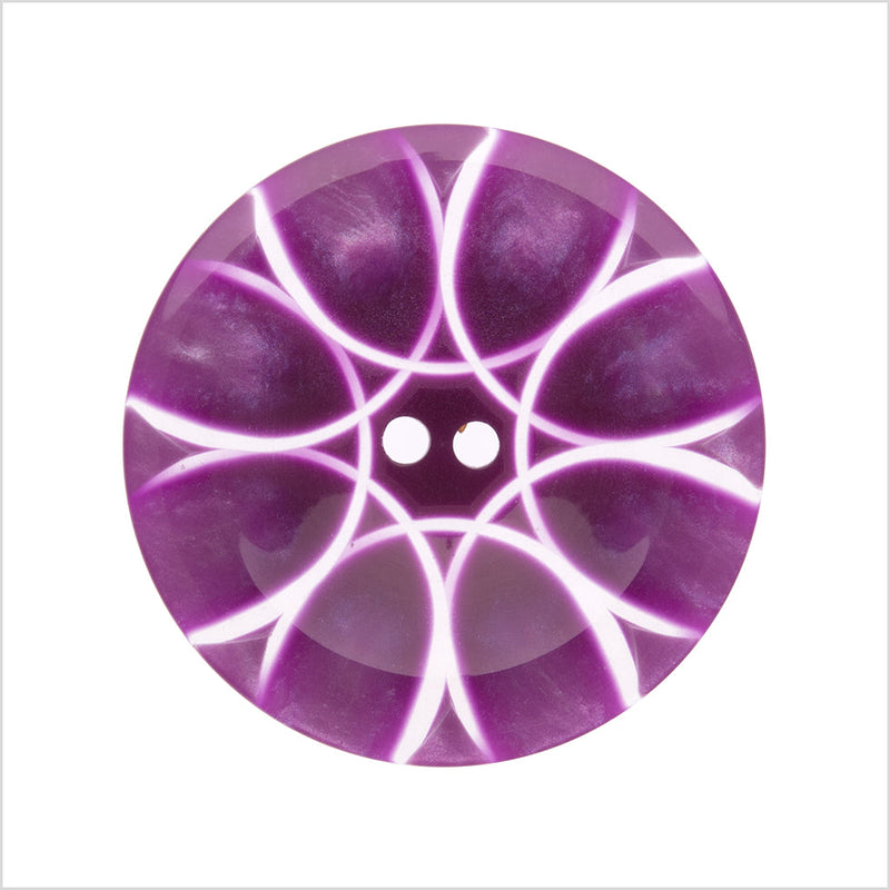 Italian Purple Abstract Semi-Clear 2-Hole Plastic Button - 44L/28mm