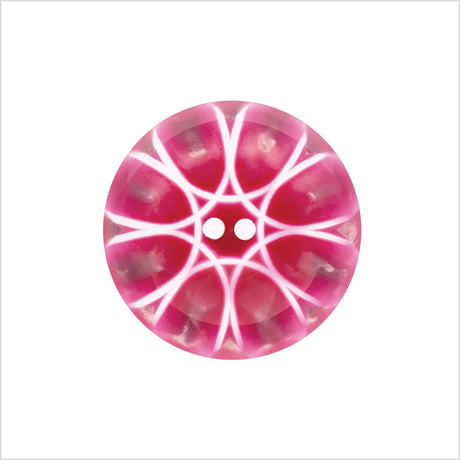 Plastic 2-Hole Button Made in Italy - 36L/23mm - Red and Transparent Loop de Loops