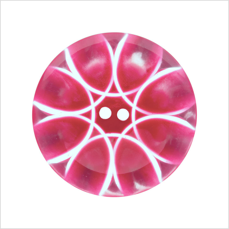 Plastic 2-Hole Button Made in Italy - 44L/28mm - Red and Transparent Loop de Loops
