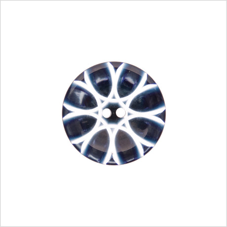 Italian Black Abstract Semi-Clear 2-Hole Plastic Button - 28L/18mm