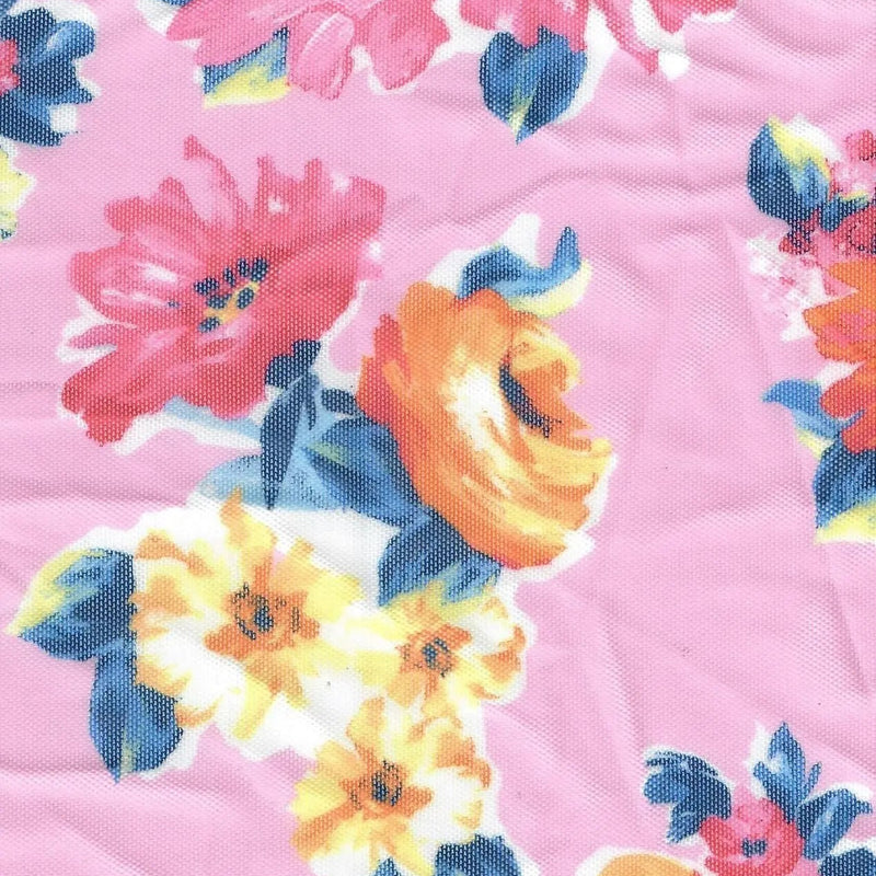 1 Yard Digital Floral Mesh Knit Fabric, 54? Wide Polyester Spandex Blend