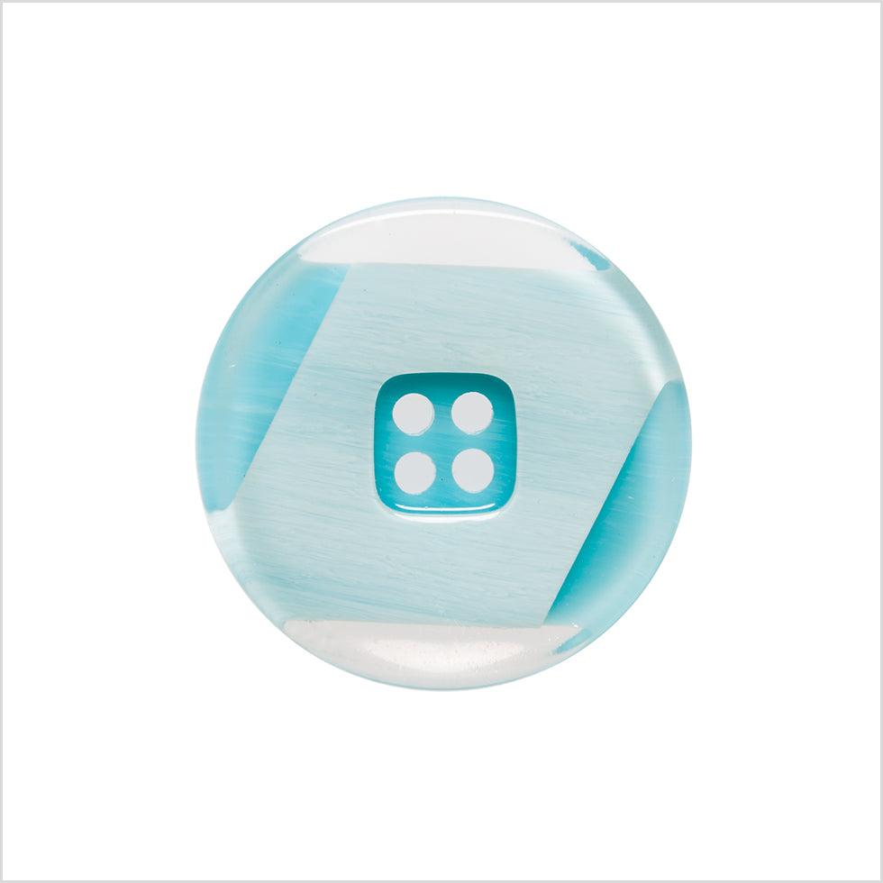 Italian Teal Abstract Semi-Clear 2-Hole Plastic Button - 36L/23mm